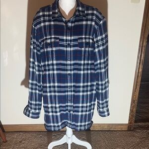 L.L. Bean Blue Plaid Traditional Fit Shirt